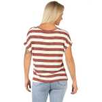 Damen T-Shirt Gestreift Shirts Kurzarm Sommer, Bordo S