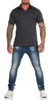 Herren Poloshirt T-Shirt Polo-Hemd Kurzarm,  Anthrazit L/52