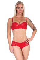 Push-up-BH pailletten mit Panty Set, Rot 75 Cup B