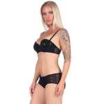Push-up-BH pailletten mit Panty Set, Schwarz 85 Cup C