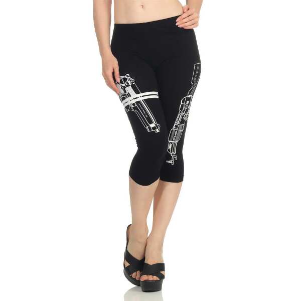 Damen Leggings 3/4 Capri viele Farben; Schwarz Colt S/36
