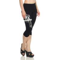 Damen Leggings 3/4 Capri viele Farben; Schwarz Colt S/36