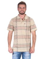 Herren Poloshirt T-shirt Polo-Hemd Kurzarm,  Beige M