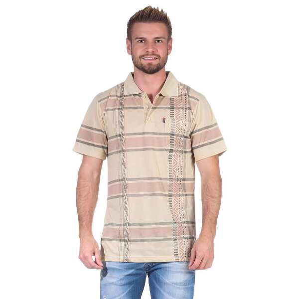 Herren Poloshirt T-shirt Polo-Hemd Kurzarm,  Beige XXL