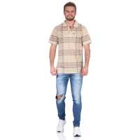 Herren Poloshirt T-shirt Polo-Hemd Kurzarm,  Beige XXL
