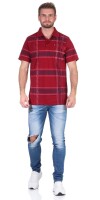 Herren Poloshirt T-shirt Polo-Hemd Kurzarm,  Dunkelrot XL