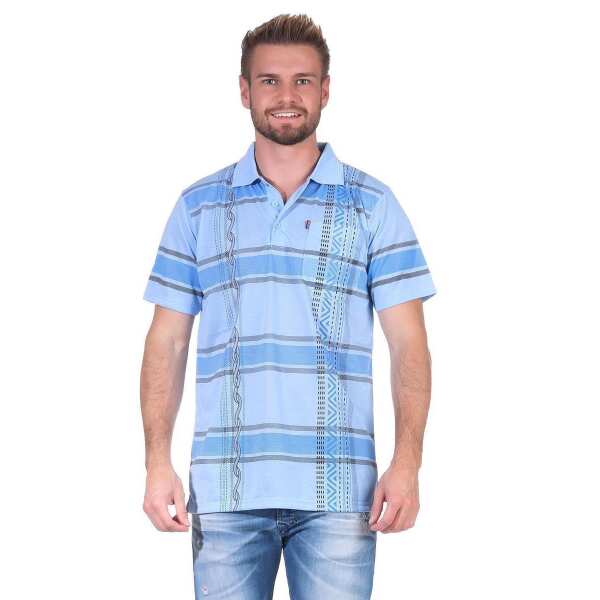 Herren Poloshirt T-shirt Polo-Hemd Kurzarm,  Hellblau M