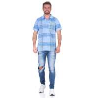 Herren Poloshirt T-shirt Polo-Hemd Kurzarm,  Hellblau M