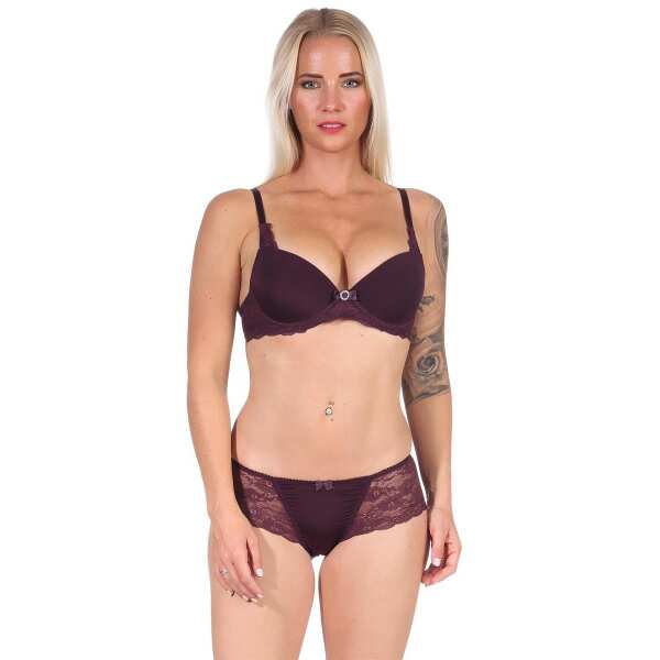 Push-up-BH mit Panty Set, Weinrot 80 Cup B