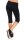Damen Jogginhose 3/4 Sport-Hose Baumwolle;  Schwarz XS