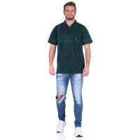 Herren Poloshirt T-Shirt Polo-Hemd Kurzarm,  Dunkelgrün L