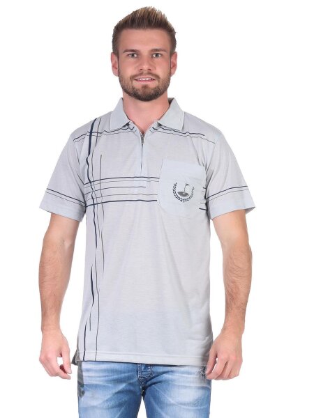 Herren Poloshirt T-Shirt Polo-Hemd Kurzarm,  Hellgrau M