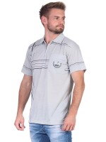 Herren Poloshirt T-Shirt Polo-Hemd Kurzarm,  Hellgrau M