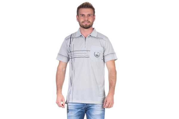 Herren Poloshirt T-Shirt Polo-Hemd Kurzarm,  Hellgrau XL
