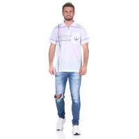 Herren Poloshirt T-Shirt Polo-Hemd Kurzarm,  Weiß M