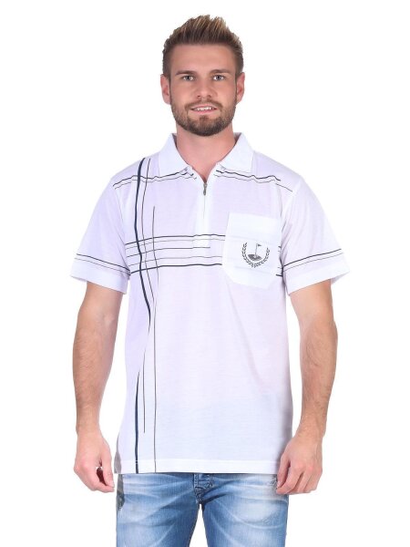 Herren Poloshirt T-Shirt Polo-Hemd Kurzarm,  Weiß L