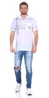 Herren Poloshirt T-Shirt Polo-Hemd Kurzarm,  Weiß L