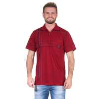 Herren Poloshirt T-Shirt Polo-Hemd Kurzarm,  Rot L