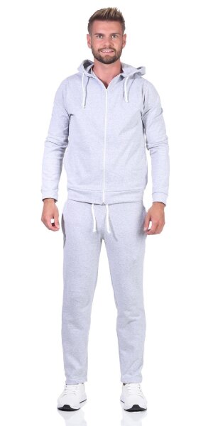 Herren Jogging Anzug Trainingsanzug Fitness mit Kapuze;  Grau-meliert XL