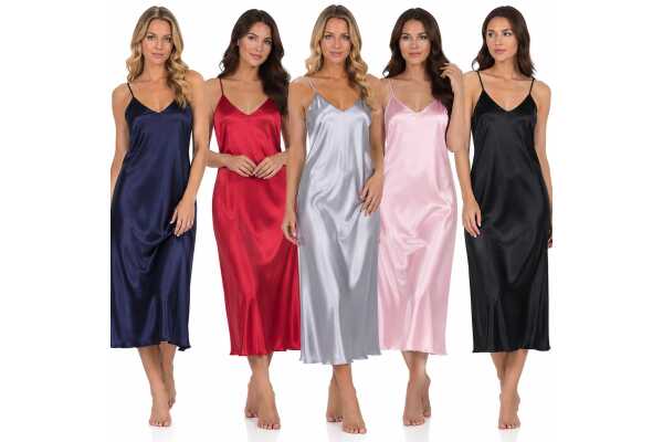 Damen Negligé Nachtwäsche Nachtkleid Dessous Satin; S M L XL 2XL