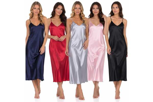 Damen Negligé Nachtwäsche Nachtkleid Dessous Satin; S M L XL 2XL