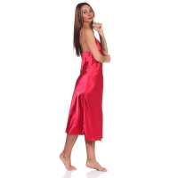 Damen Negligé Nachtwäsche Nachtkleid Dessous Satin; Weinrot XL