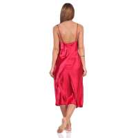 Damen Negligé Nachtwäsche Nachtkleid Dessous Satin; Weinrot XL