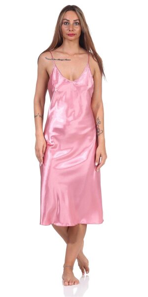 Damen Negligé Nachtwäsche Nachtkleid Dessous Satin; Altrosa 2XL