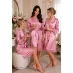 Damen Satin Morgenmantel lang mit Spitze – Kimono Bademantel aus 100 % Polyester, weich & glänzend