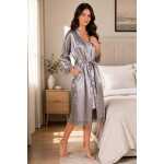 Damen Satin Morgenmantel lang mit Spitze – Kimono Bademantel aus 100 % Polyester, weich & glänzend
