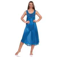 Damen Nachthemd Sleepshirt mit Muster, Petrol S/M/L