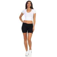 Damen Sport Shorts Hotpants kurz Baumwolle Radler Fitness; Schwarz XS
