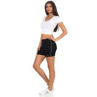 Damen Sport Shorts Hotpants kurz Baumwolle Radler Fitness; Schwarz XS