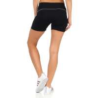 Damen Sport Shorts Hotpants kurz Baumwolle Radler Fitness; Schwarz XS