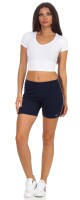 Damen Sport Shorts Hotpants kurz Baumwolle Radler Fitness; Dunkelblau XS