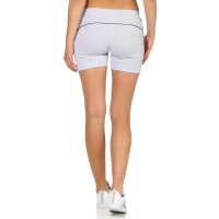 Damen Sport Shorts Hotpants kurz Baumwolle Radler Fitness; Grau XS