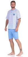 Herren Pyjama Short und T-Shirt Schlaf-Anzug; Hellblau S/46