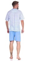 Herren Pyjama Short und T-Shirt Schlaf-Anzug; Hellblau S/46