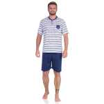 Herren Pyjama Short und T-Shirt Schlaf-Anzug; Dunkelblau...