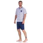 Herren Pyjama Short und T-Shirt Schlaf-Anzug; Dunkelblau XXL/54