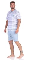 Herren Pyjama Short und T-Shirt Schlaf-Anzug; Hellgrau M/48