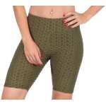Leggings 1/2 Radlerhose kurz gemusterter Stoff Khaki XS/S