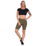 Leggings 1/2 Radlerhose kurz gemusterter Stoff Khaki XS/S