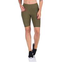 Leggings 1/2 Radlerhose kurz gemusterter Stoff Khaki M/L