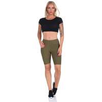 Leggings 1/2 Radlerhose kurz gemusterter Stoff Khaki M/L