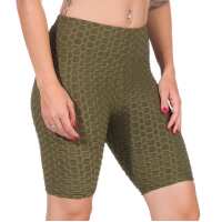 Leggings 1/2 Radlerhose kurz gemusterter Stoff Khaki M/L