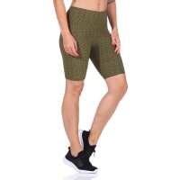Leggings 1/2 Radlerhose kurz gemusterter Stoff Khaki M/L