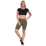 Leggings 1/2 Radlerhose kurz gemusterter Stoff Khaki M/L