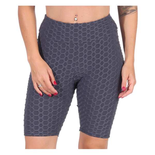 Leggings 1/2 Radlerhose kurz gemusterter Stoff Grau XS/S