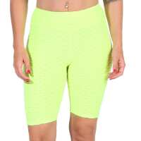 Leggings 1/2 Radlerhose kurz gemusterter Stoff Gelb XS/S